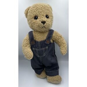 Ikea Brumma Bear Jointed Teddy Bear Plush Stuffed In Blue Denim Overalls 16"